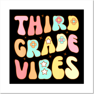 Third Grade Vibes Groovy Teacher Women Kids Posters and Art